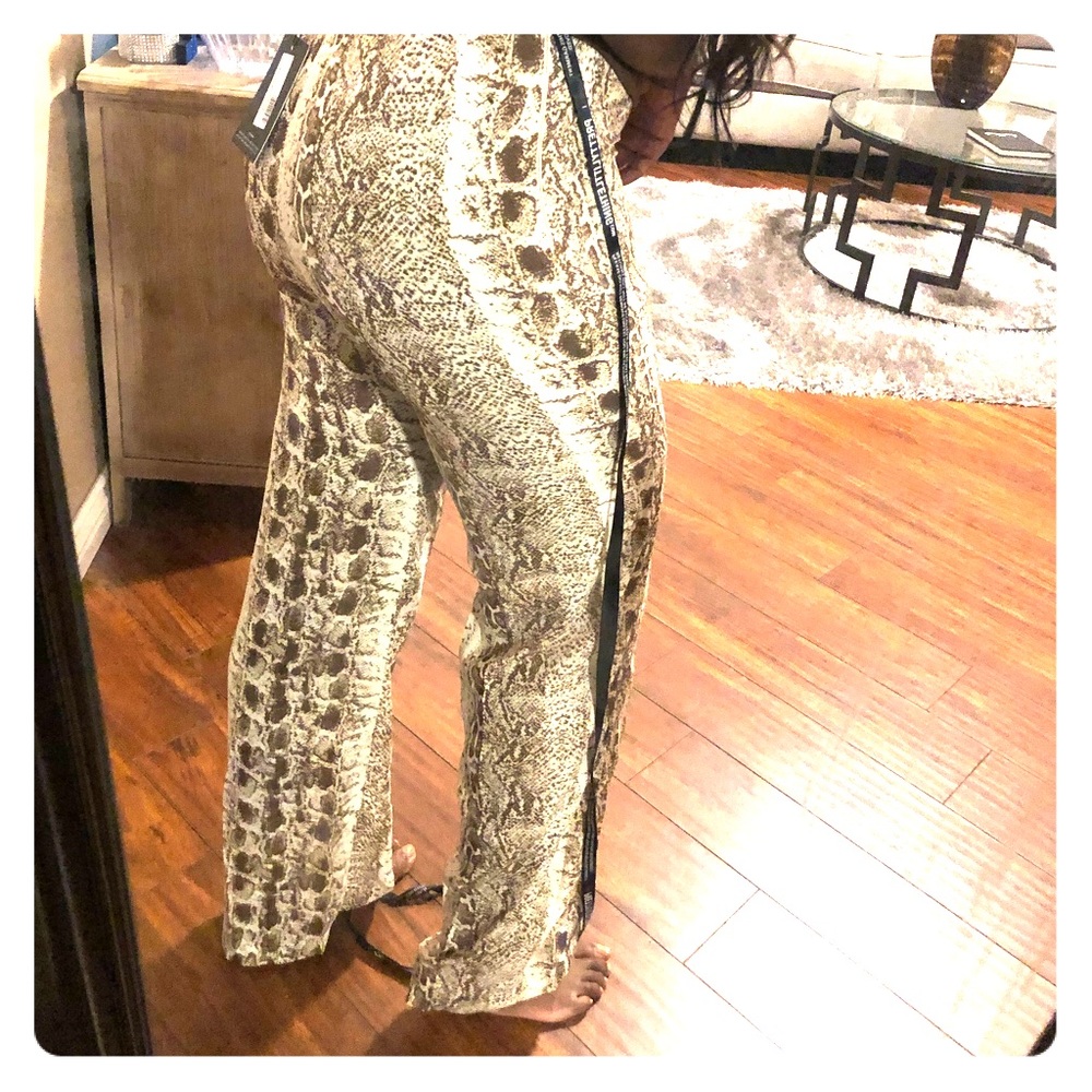 Flare bottom snakeskin pants